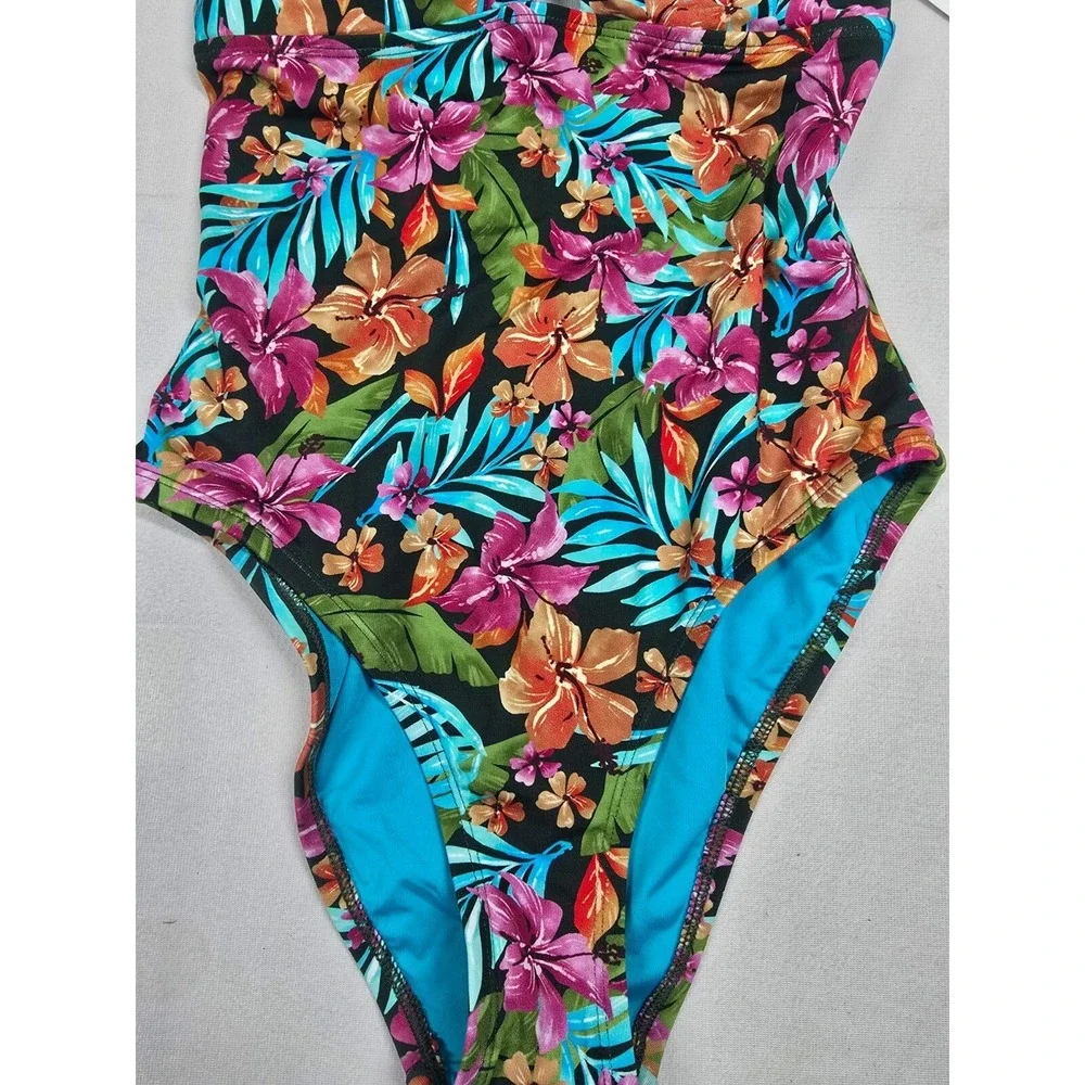 Lucky Brand Women's One-Piece Swimsuit Size S Vibrant Blue Pink‎ Floral NWT